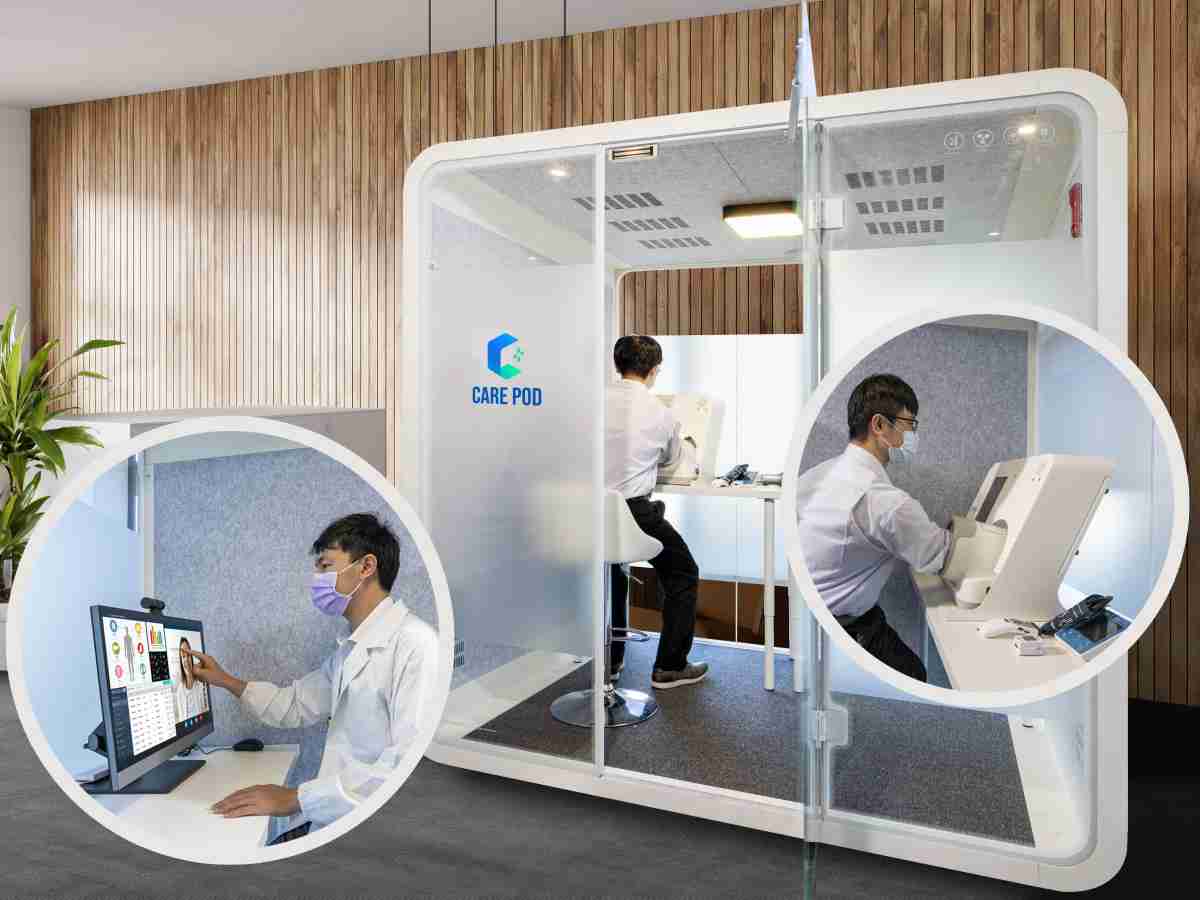 达擎于医疗科技展中展出＂远距诊疗舱＂，，，以因应医疗数字化及社会高龄化趋势下、、、复诊及慢性病患等族群对于远距看诊需求逐渐升高所推出的创新整合方案。。。。多功能合一、、、、高隐私性的远距诊疗舱可根据病患端与医师端的不同需求，，，，提供弹性化及客制化功能，，，节省医生和病患的精力及时间